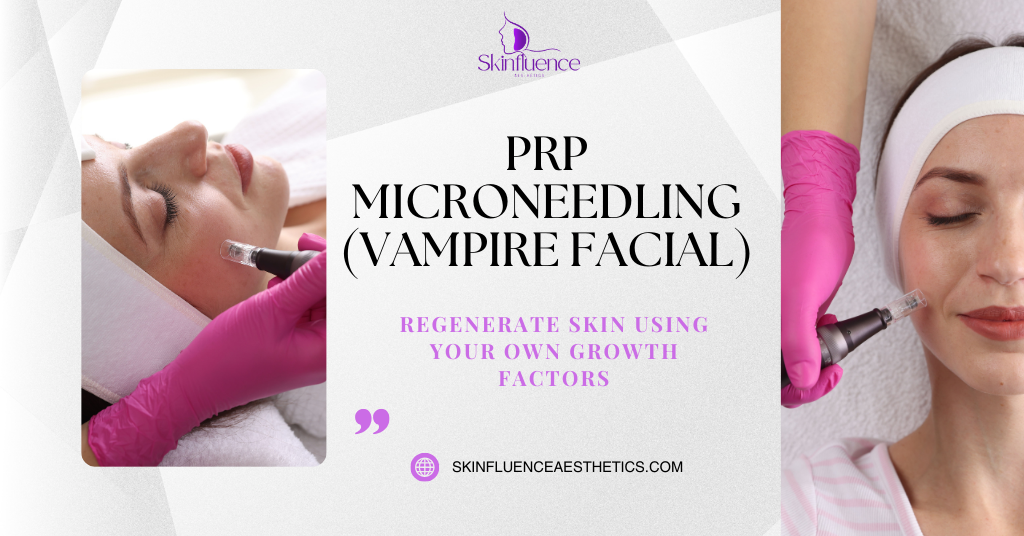 PRP micro needling treatment at Skinfluence Aesthetics showing facial microneedling procedure for skin rejuvenation